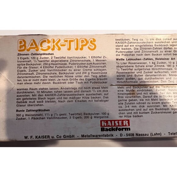 Vintage Kaiser Zahlenausstecher Cookie Cutter 3.5" Numbers, West Germany - Picture 5 of 9